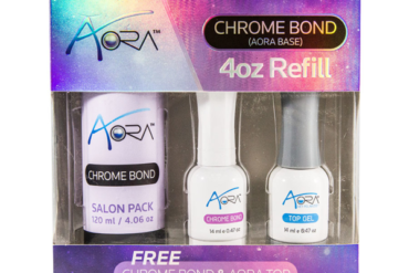 Aora Chrome Bond (Chrome Base) Kit 4oz Refill, Free Chrome Bond & Aora Top 0.47oz