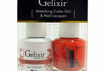 021 Firebrick Gelixir Gel Nail Polish Duo