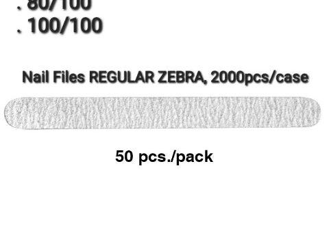 Nail Files REGULAR ZEBRA, 40pks/case, 50pcs/pack $11/PACK