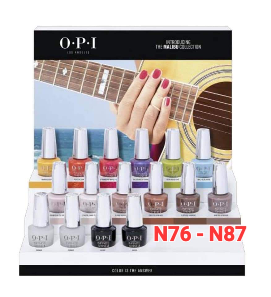 OPI INFINITE SHINE MALIBU Collection, Full line of 12 Colors (From N76 to N87)