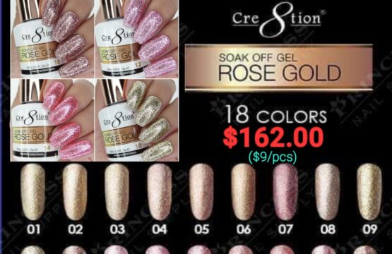 Cre8tion Rose Gold Gel, 0.5oz, Full line of 18 colors