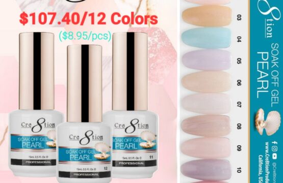 Cre8tion Pearl Soak Off Gel 0.5oz - Full Set 12 colors