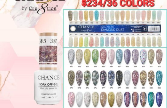 Chance Soak Off Gel 0.5oz - Diamond Dust Collection - Full set 36 New Colors #361 - #396